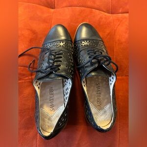 Sam & Libby Black Laser-Cut Lace-Up Oxfords